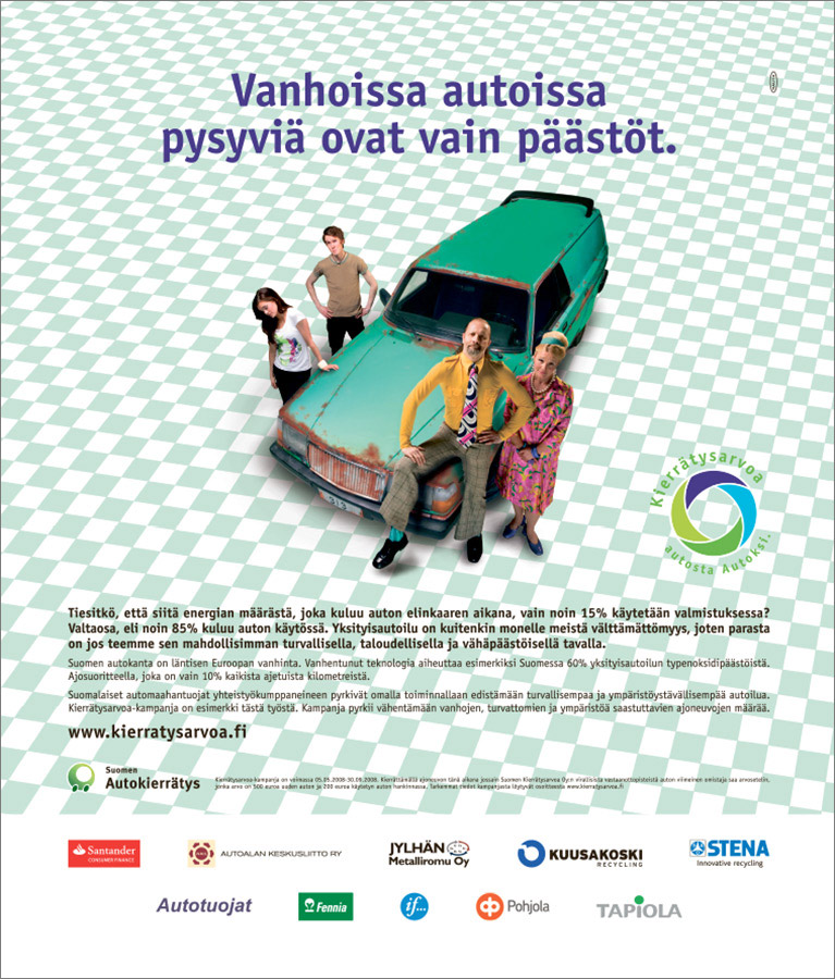 Suomen Autokierrätys. Vanhoissa autoissa pysyviä ovat vain päästöt.