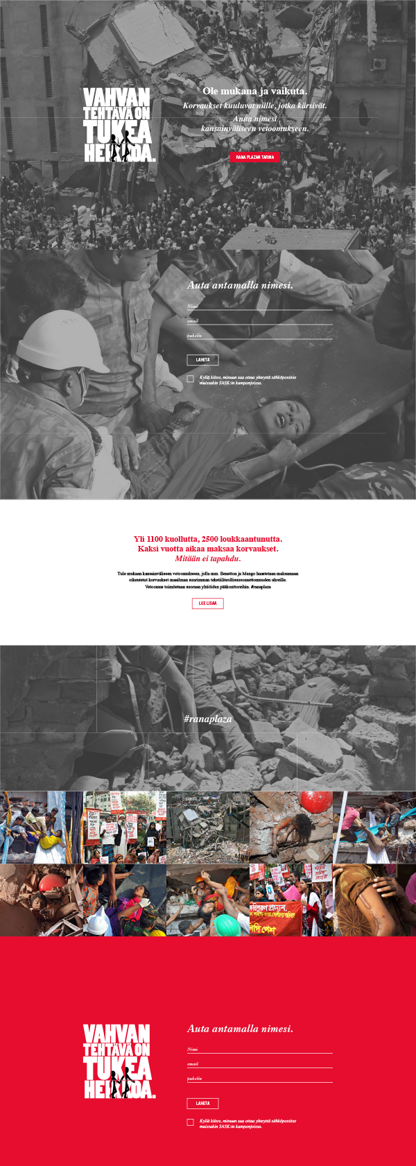 SASK, Rana Plaza verkkosivut.