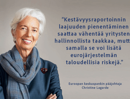 Christine Lagarde varoittaa: yritysten kestävyysraportointi on kriittistä myös EKP:lle